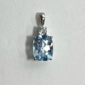 Aquamarine and Diamond Accent Sterling Silver Pendant